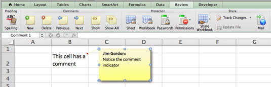 make comments appear or dissappear on excel spreadsheet for mac 2011
